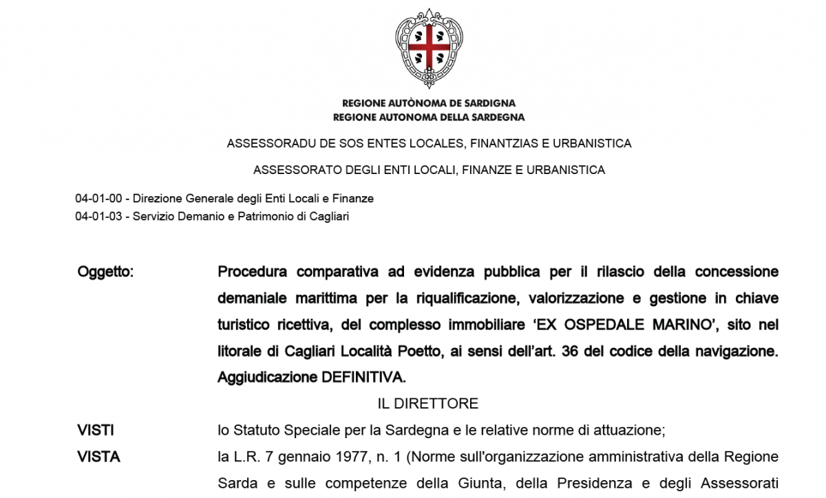 Aggiudicaziuone aggiudicaziuone